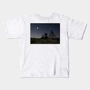 Moonlit Irrigation Tower Kids T-Shirt